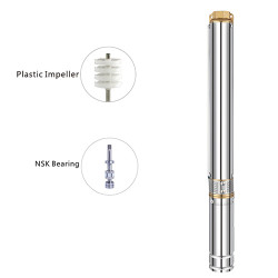 Bomba solar sumergible de 3 pulgadas 1HP DC impulsor de acero inoxidable - Imagen 3